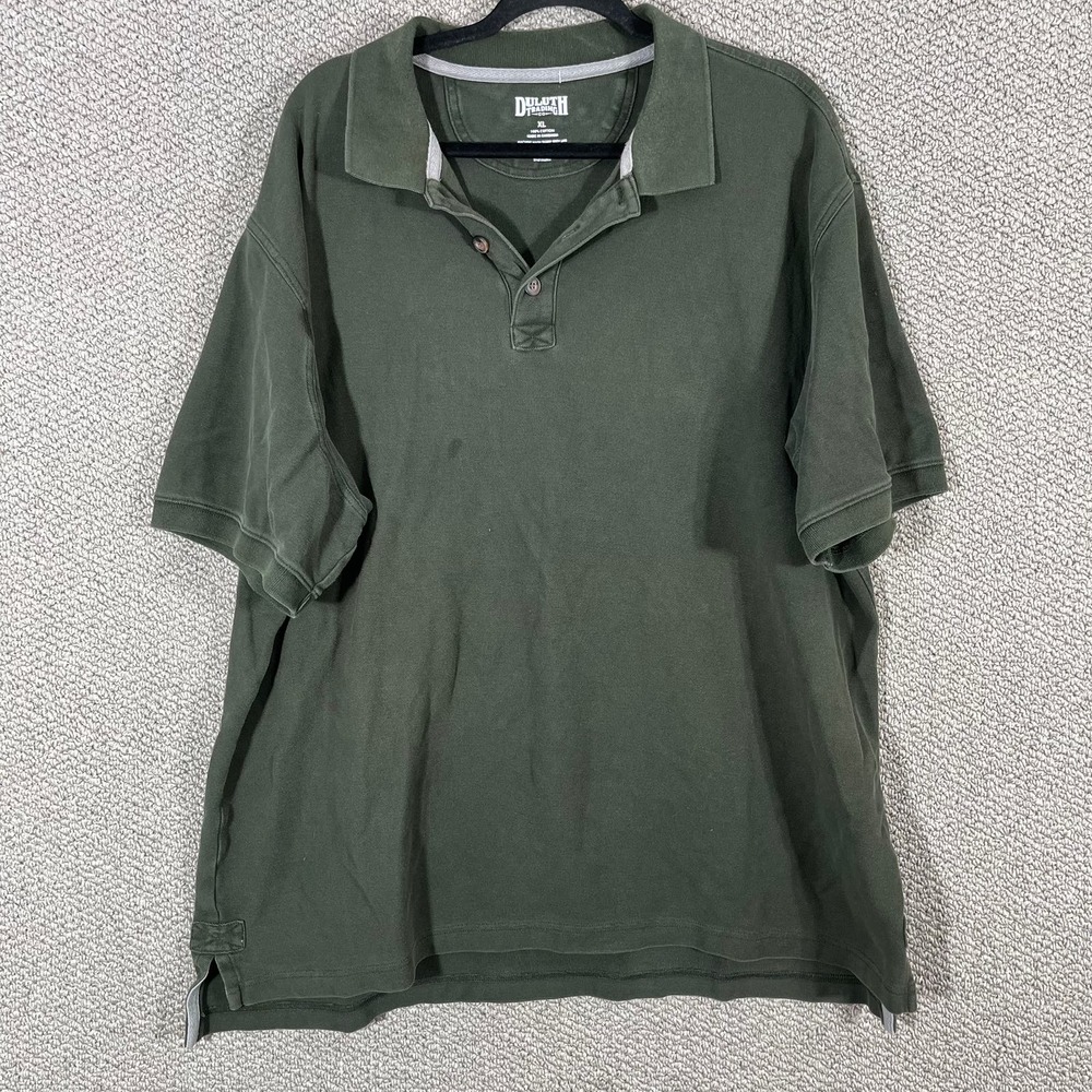 Duluth Trading Co Polo Shirt Mens XL Green Short Sleeves Cotton Casual Work